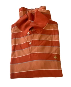 Brooks Brothers Shirt Men’s Orange Stripe short sleeve polo shirt top Vintage - Picture 1 of 3