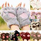 Cat's Claw Gloves Plush Half-finger Bear's Paw Fingerless Gloves Cute Women's
