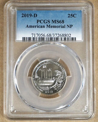 2019-D AMERICAN MEMORIAL NP QUARTER PCGS MS68 268802 - Image 1 of 4