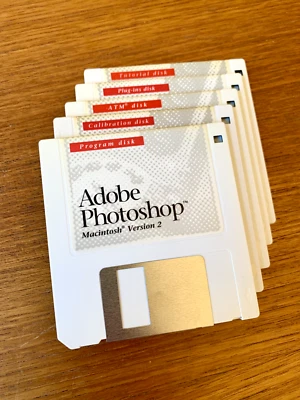 Raro software de imagen de computadora Adobe Photoshop 2.0 vintage Apple Macintosh 1989 Foto 1 de 4