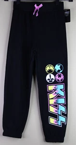 KISS the band Girls Sweat Pants Joggers Black Size 6/6X - Picture 1 of 6