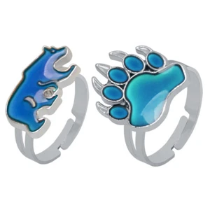 Anillos de animales de oso polar para niños que cambian de color 2 piezas - Imagen 1 de 12