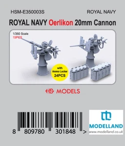 HS Model HMS Oerlikon 20 mm AA Gun Set 1/350 RN 15 + armadietti munizioni HSM-E350003S - Foto 1 di 5