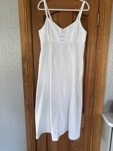 Ladies Next White Denim Style Strappy Dress Size 14 - Picture 1 of 11