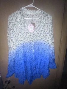 Umgee Bluse mit Blumenmuster und Knopfleiste und Rücken Neu mit Etikett Größe S - Bild 1 von 7