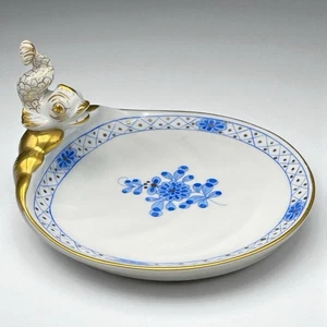 Plato de pescado Koi de porcelana Herend Hungría jardín azul 8759 reparado - Imagen 1 de 8