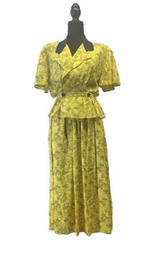 Raro Conjunto Eléctrico Falda y Blusa Algodón Halston III Vintage Años 80 2 Piezas Talla 4-6 - Imagen 1 de 11