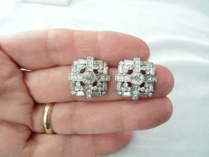Vintage Nolan Miller Kristall Strass Cluster Silber Ohrringe - Bild 1 von 7