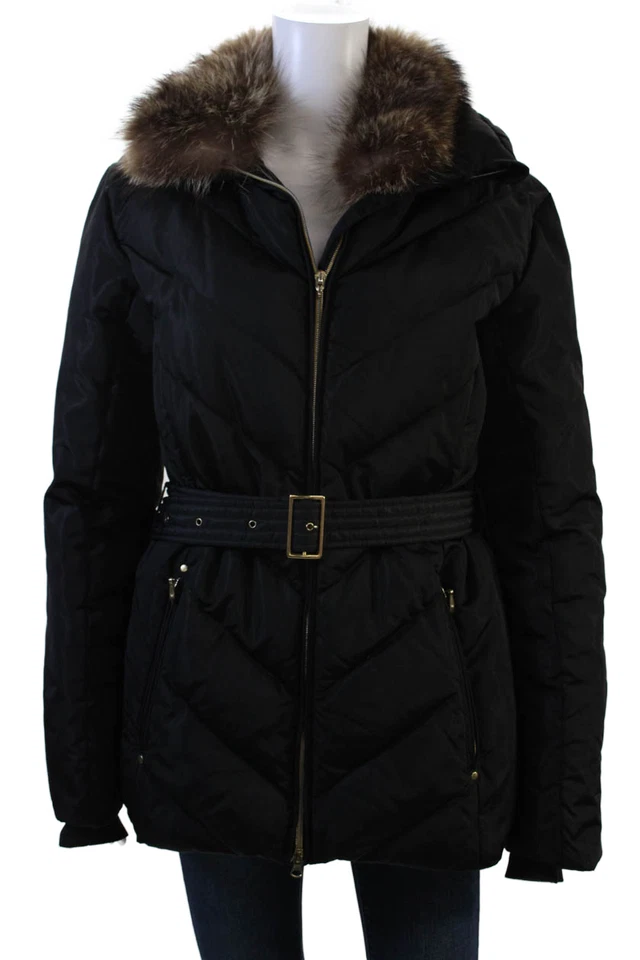 Parka acolchada negra acolchada acolchada Skea para mujer con cuello hebilla talla 10 Foto 1 de 4