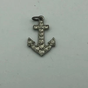 Anker Charm Anhänger OHNE Strasssteine klein Vintage silberfarben Metall ausgefallen - Bild 1 von 12