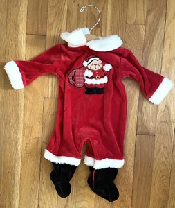 Nursery Rhyme One Piece Infant Santa Suit, Size 0-3 Months Teddy Bear Patch - Picture 1 of 8
