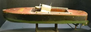 Antique "Flying Yankee" Wooden Toy 22' Rimmer Wind Up Boat by Jacrim MFG. Good - Picture 1 of 12