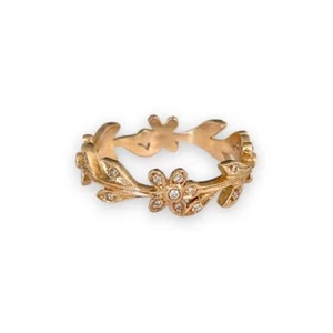 14 ROSE GOLD DIAMOND FLOWER LEAVES ETERNITY RING - Picture 1 of 4