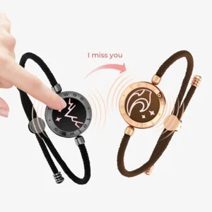 Totwoo Long Distance Touch Light Up Vibrating Bracelets for Couples(Black+ Gold) - Picture 1 of 9