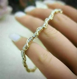 14K Yellow/White Gold Plated 4.5Ct Lab Created Diamond Women's Tennis Bracelet - Picture 1 of 7