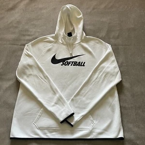 Nike Dri-Fit Softball Hoodie Sweatshirt Pullover White Swoosh Logo Women Size XL - Picture 1 of 9