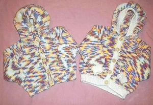 Handgefertigter Hoodie Baby Mädchen weiß & pastellfarben mit Taschen 12-18 M oder 18-24 M neu ohne Etikett - Bild 1 von 5