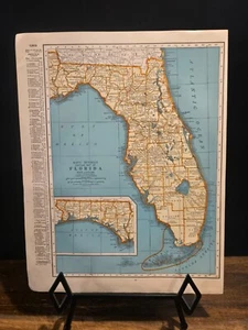 Vintage 1947 Maps of Florida and Connecticut 14" x 11" Rand McNally World - Picture 1 of 2