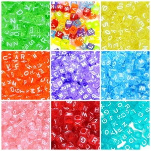 100pcs 6mm cube colourful mixed letters acrylic Alphabet beads DIY Jewel Craft - Picture 1 of 18