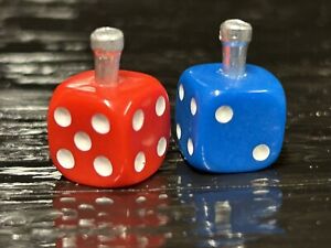 OLD SCHOOL VINTAGE BMX DICE CABLE END CAPS IN  BLUE & RED