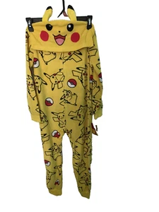 POKEMON Pikachu Boy's 8 Hooded Costume Soft Fleece Pajama Sleeper NEW - Picture 1 of 4