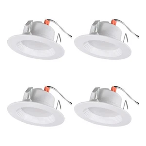 SYLVANIA 4" LED Recessed Light, 7.5W=65W, 600LM, White 3000K, Wet Rated, 4 Pk - Picture 1 of 7