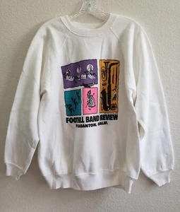 VTG Y2K HANES Sweatshirt Sz L White Pullover FOOTHILL BAND REVIEW Pleasanton CA - Picture 1 of 9