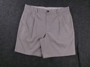 LL Bean Short Men 36 Beige Pleated Chino Hiking Outdoor Workwear Natural Fit - Picture 1 of 10