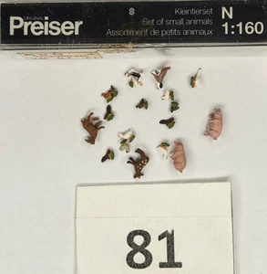 PREISER N GAUGE 79093 SMALL ANIMALS LOT IN ORIGINAL BOX GERMANY NICE PAINTED 81 - Picture 1 of 2