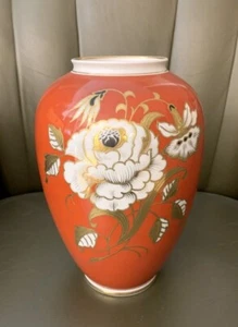 Große Vase dunkelrot mit Goldrelief *SCHAUBACH KUNST* Blumenmotiv - Bild 1 von 5