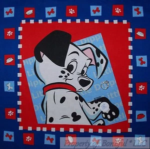 BonEful Fabric 1 Cotton Quilt Panel Block Red White Blue Dalmatian DOG USA SCRAP - Picture 1 of 12