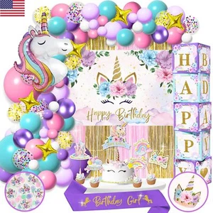 245 Pieces RainMeadow Unicorn Birthday Decorations for Girls Kit All-in-1 Par... - Picture 1 of 9