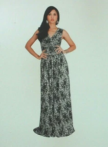 Maxi Vestido Para Mujer Koh Sin Mangas Estampado Floral Encaje #NT022 A036 Negro S9053 - Imagen 1 de 10