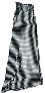 Zenergy By Chico's Maxi Dress Women Sz 1 Black Striped Stretch Rayon Scoop Neck - Picture 1 of 8