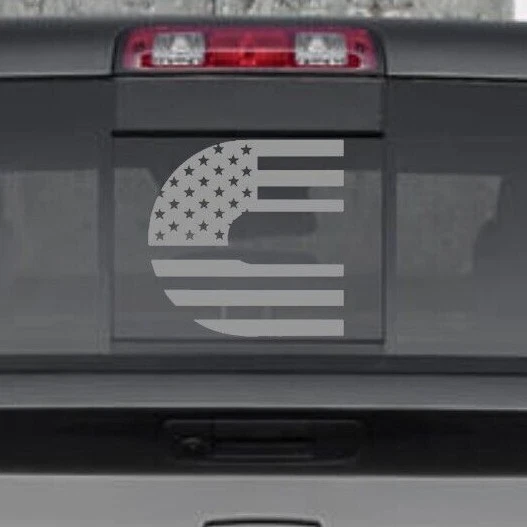Calcomanía de vinilo personalizada bandera estadounidense para Dodge Ram ventana trasera deslizante Foto 1 de 4