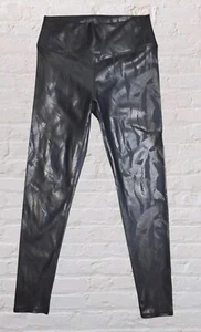 Fabletics Vegan Leather Palm Frond Leggings Demi Lovato MED Black High Waist Gym - Picture 1 of 5