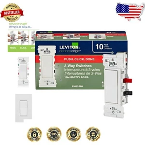 Comodo Interruttore a bilanciere Decora Edge 15 Amp 3 Vie, Confezione da 10 per case intelligenti - Foto 1 di 12