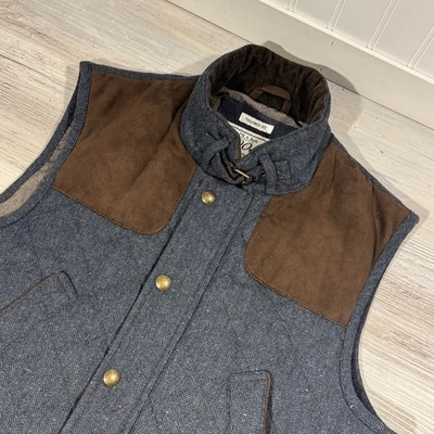 Jos A Bank 1905 Quilted Vest Men's Sz L Suede Sleeveless Brown Blue **READ** - Image 1 of 4