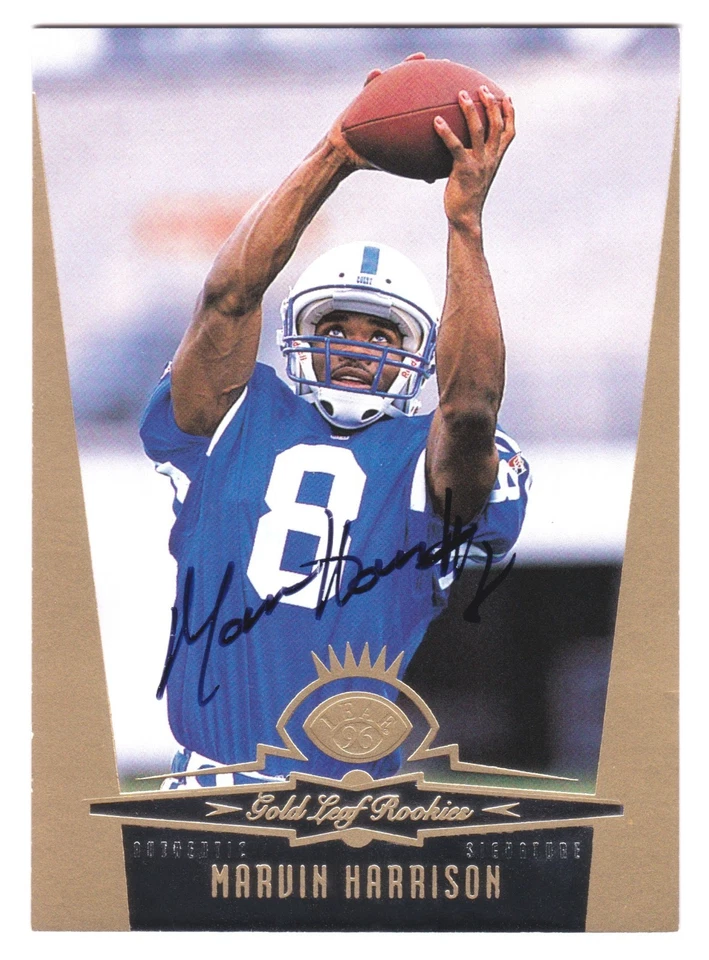 1996 Leaf Marvin Harrison Auto #2 Gold Rookie Signature Autograph /2000 Colts - Image 1 of 3