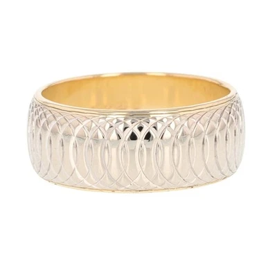 8.2mm Circle Patterned Wedding Band Ring 14k Multi-Tone Gold 8.24 Grams Size 8.5 - Image 1 of 4
