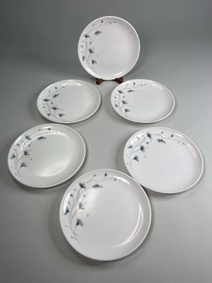 Меламиновые десертные тарелки Melmac от Kenro цветы синий чертополох винтаж 6 лот 5,75 дюйма - Изображение 1 из 4