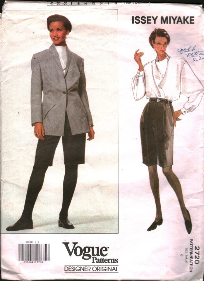 2720 Vintage Vogue Sewing Pattern Misses 1990s Shirt Shorts Jacket Issey Miyake - Image 1 of 2