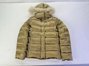 BURBERRY Daunen Puffer Jacke Nova Check Fell Fuchs gefüttert Kapuze Damen Gr. 38 beige - Bild 1 von 22