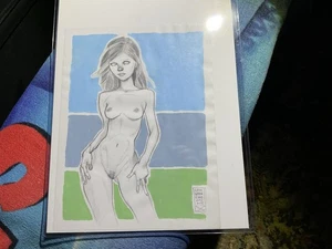 Original Contemporary Art By Leo CHARRE ( NUDE WOMAN /H.Hips)12”X 9” PT/Graphite - Picture 1 of 7