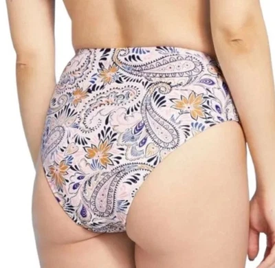 Women's High Leg High Waist Bikini Bottom - Kona Sol Paisley Floral Large NWT - Image 1 of 2