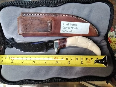 A. C. Warren Custom Knife  Carved Handle - Image 1 of 4