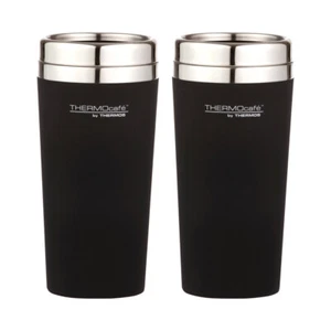 2PK THERMOcafe Soft Touch Tumbler with Stainless Steel Inner Matte Black 420ml - Picture 1 of 2