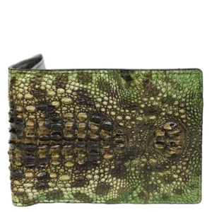 Genuine Green Crocodile Leather Skin Bifold Wallet Men's - Picture 1 of 4