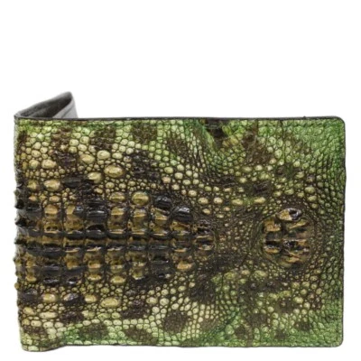 Unique Green Crocodile Leather Skin Bifold Wallet Men's - Image 1 of 4
