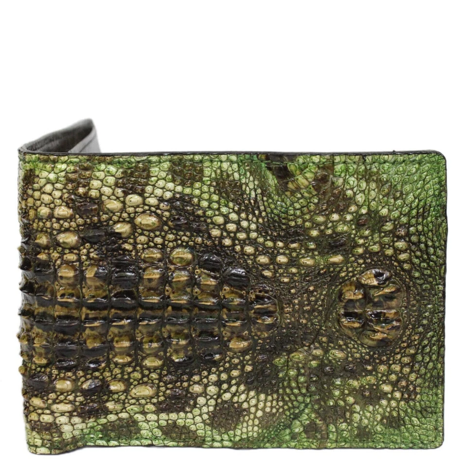 Unique Green Crocodile Leather Skin Bifold Wallet Men's - Image 1 of 4